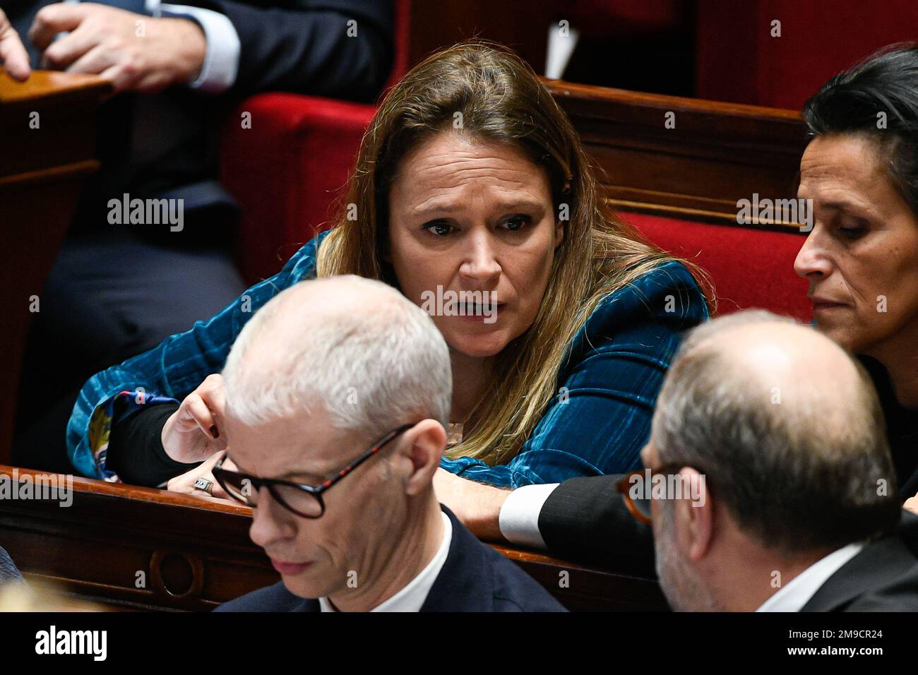 Paris, France. 17th Jan, 2023. Olivia Gregoire, Minister Delegate in charge of Small and Medium Enterprises, Trade, Handicrafts and Tourism, during a session of questions to the government at The National Assembly in Paris on January 17, 2023. Credit: Victor Joly/Alamy Live News Stock Photo