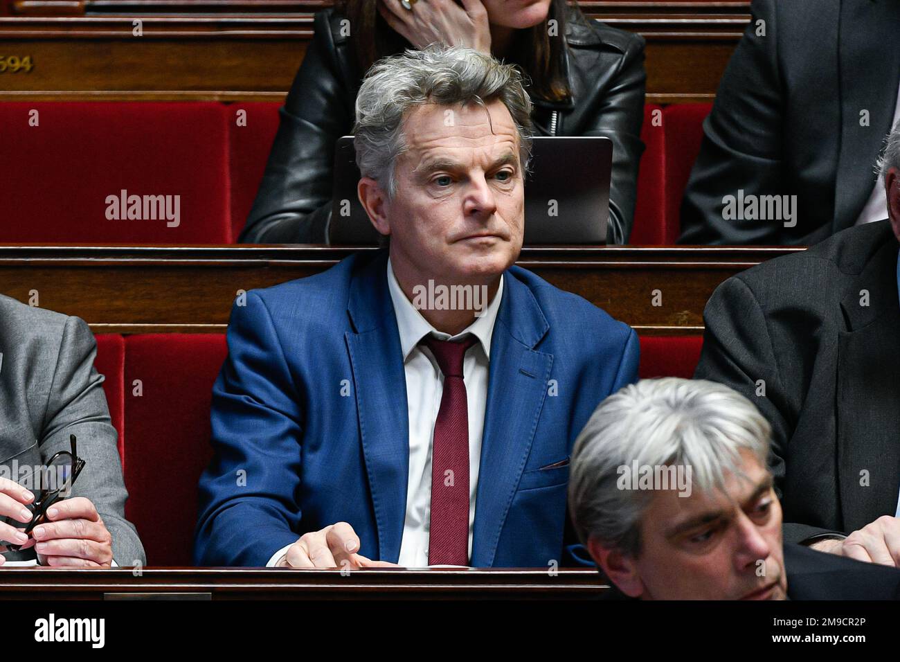 Paris, France. 17th Jan, 2023. French communist party (PCF) national secretary Fabien Roussel during a session of questions to the government at The National Assembly in Paris on January 17, 2023. Credit: Victor Joly/Alamy Live News Stock Photo