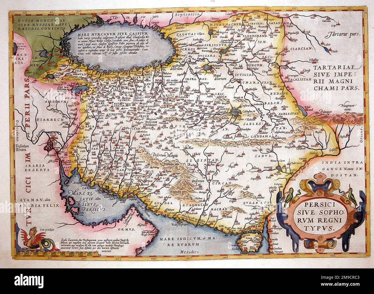 16th century Map of Persia Stock Photo