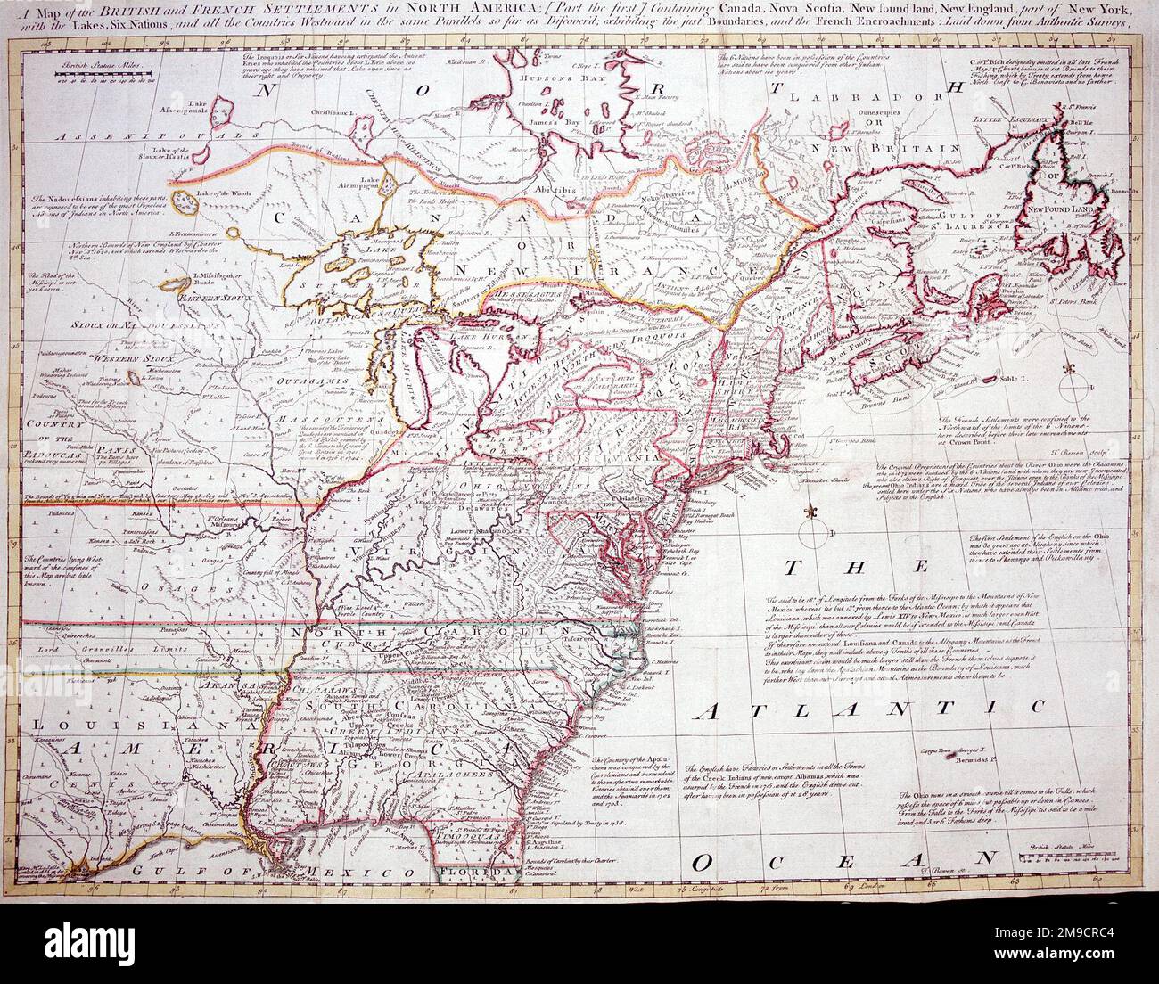 Map of British And French Settlements In North America Date c. 1755 Stock Photo Alamy