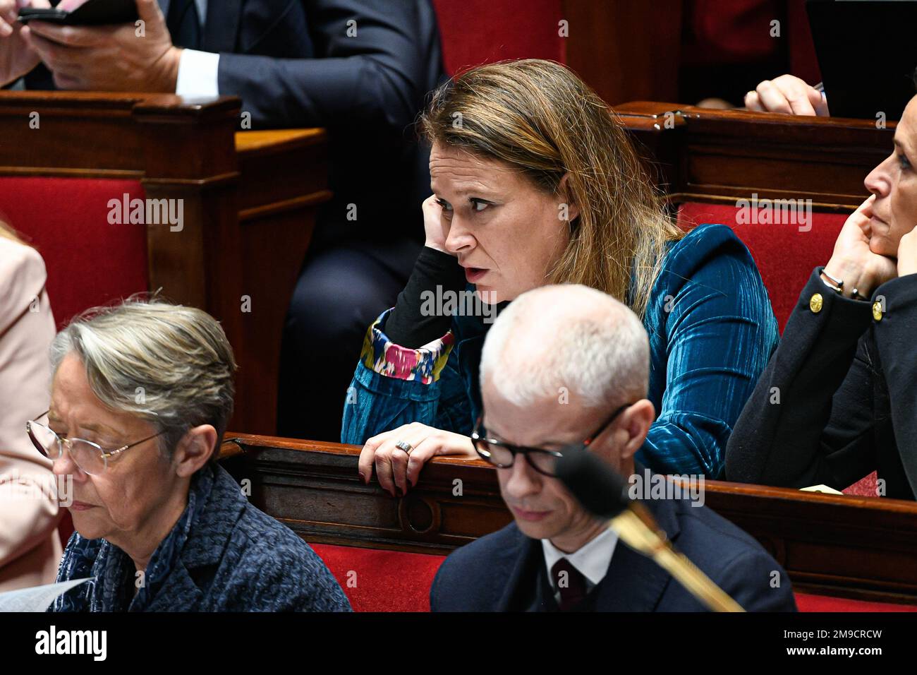 Paris, France. 17th Jan, 2023. Olivia Gregoire, Minister Delegate in charge of Small and Medium Enterprises, Trade, Handicrafts and Tourism, during a session of questions to the government at The National Assembly in Paris on January 17, 2023. Credit: Victor Joly/Alamy Live News Stock Photo