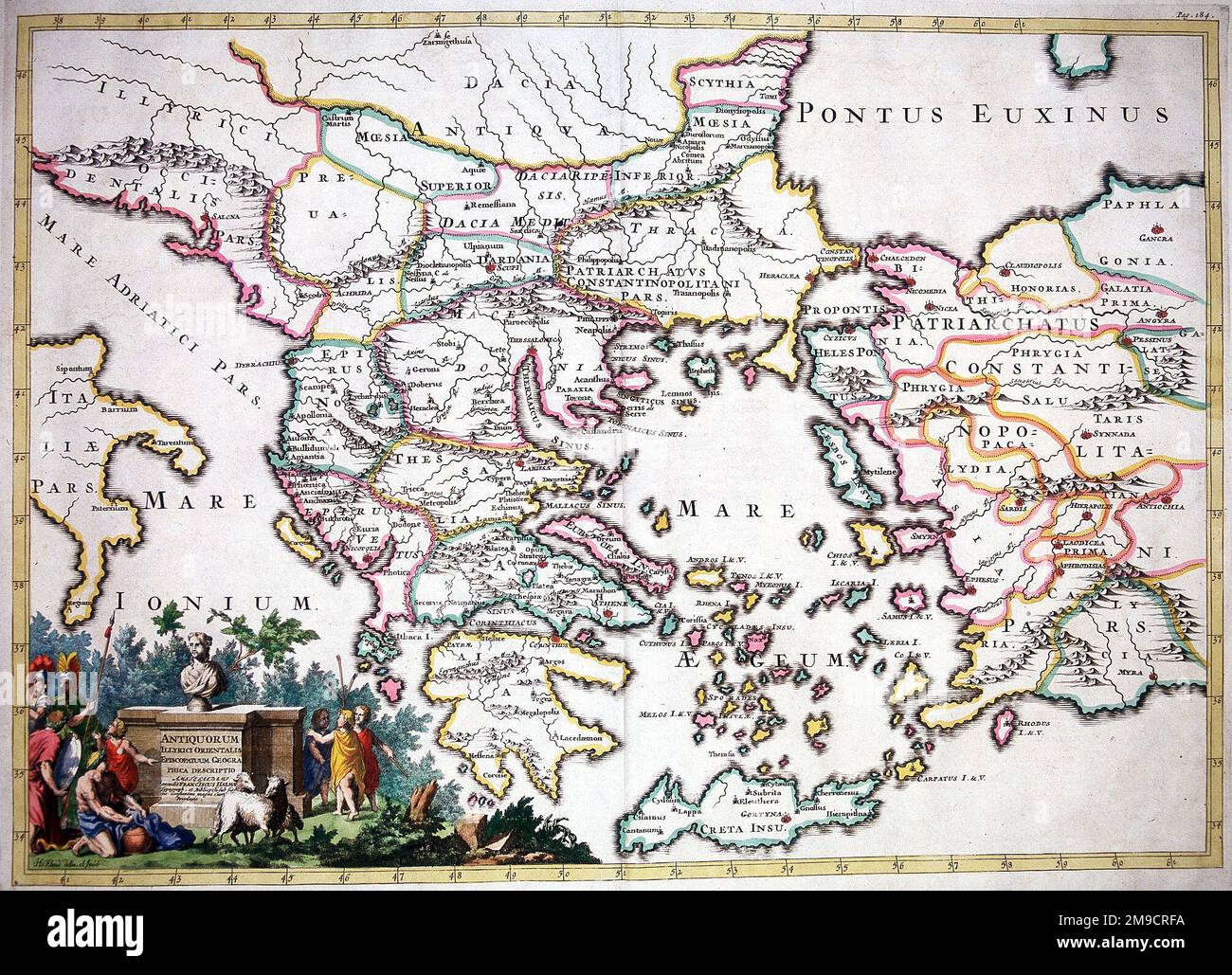 18th century Map of Greece and Turkey Stock Photo