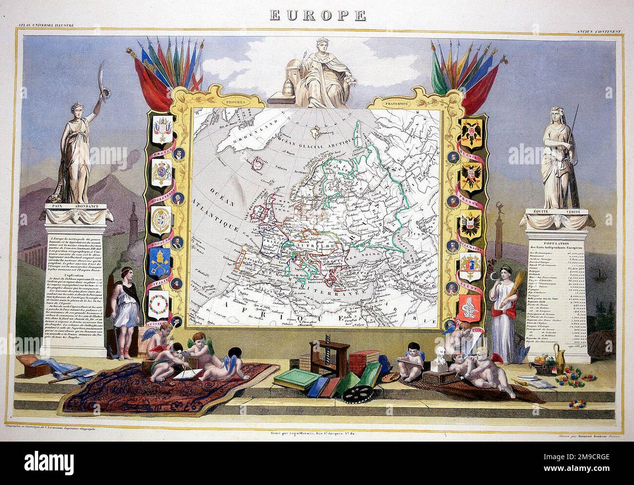 19th century Map of Europe Stock Photo