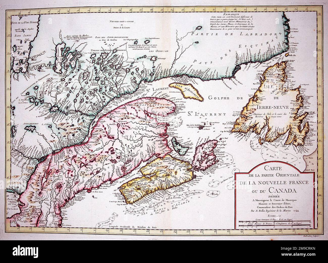 18th century Map of Canada (New France) Stock Photo
