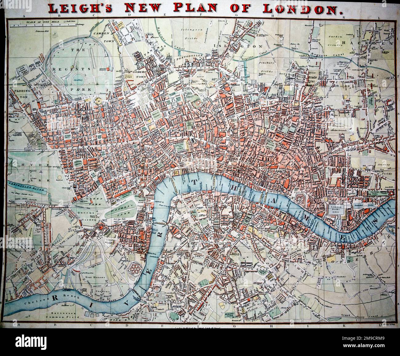 Leigh's New Plan of London, England Stock Photo