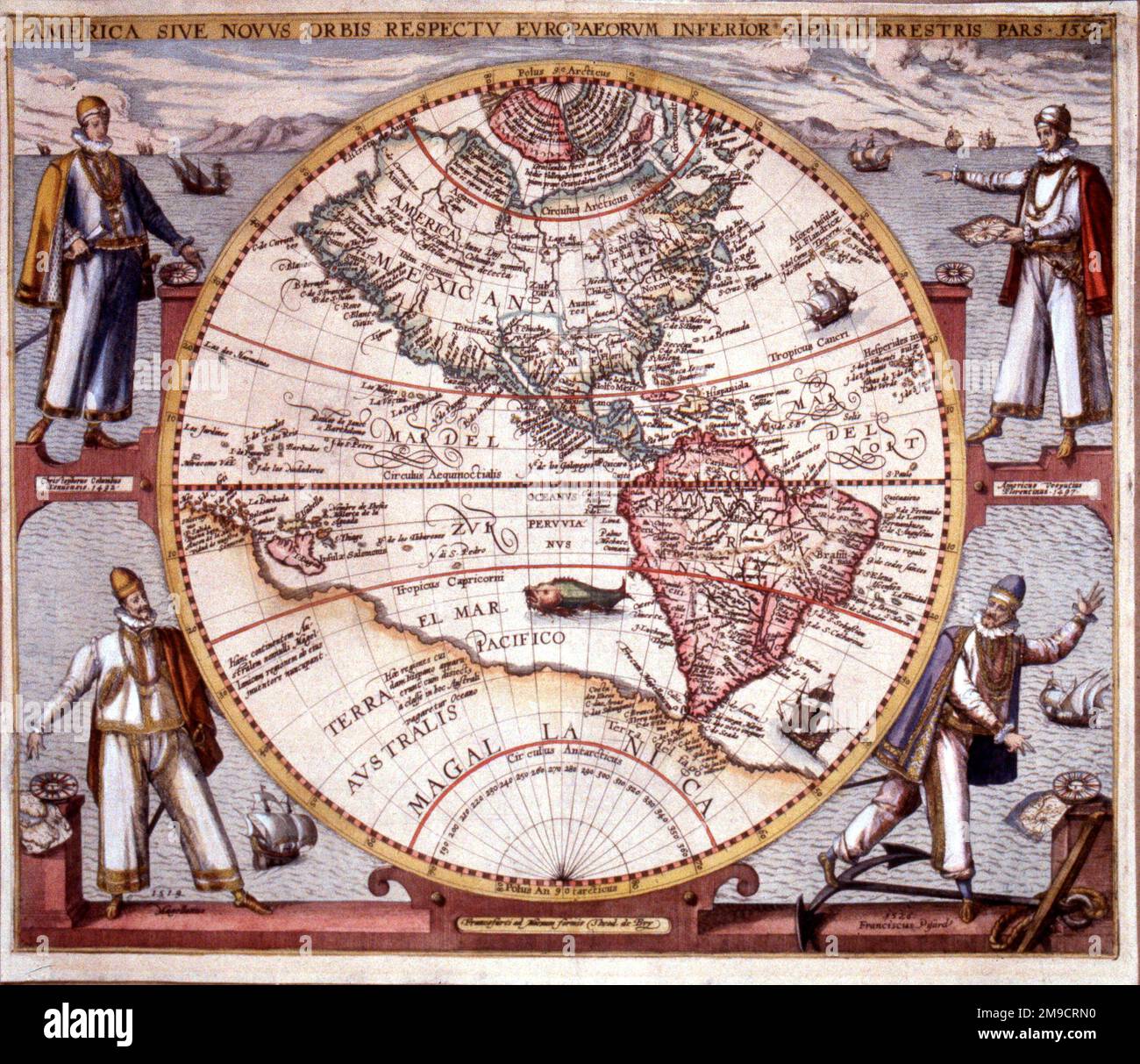 16th century Map of North and South America Stock Photo