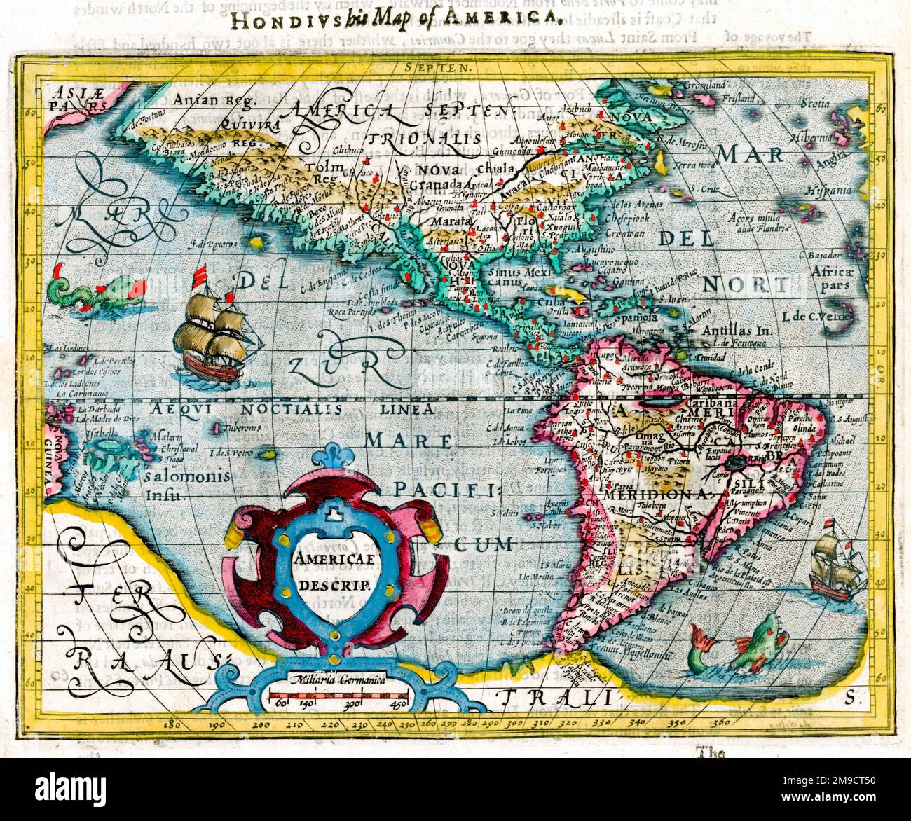 17th century Map of North and South - 17th Century Map Of North And South America 2M9CT50