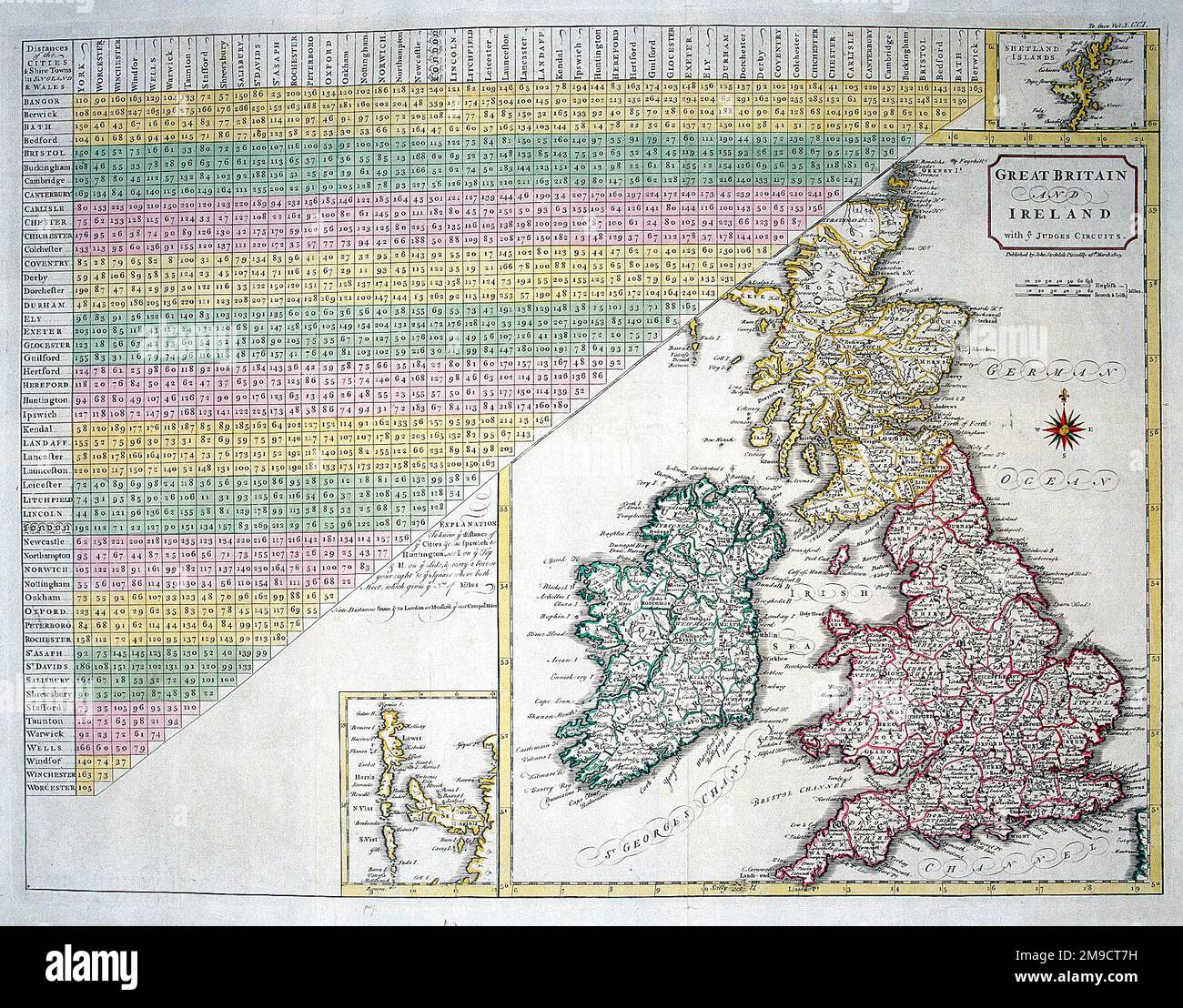19th century Map of Great Britain with Judges' Circuits Stock Photo