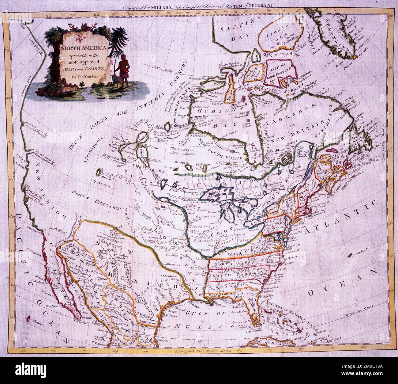 18th century Map of North America Stock Photo