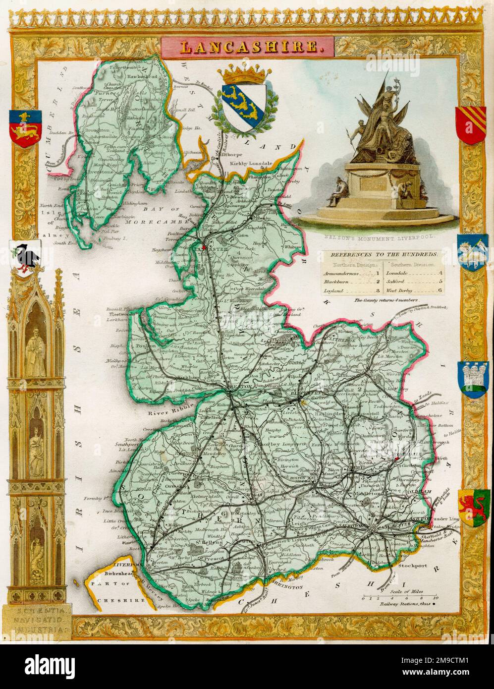 19th century Map of the County of Lancashire Stock Photo - Alamy