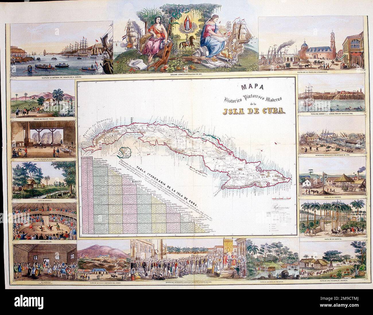 19th century Map of Cuba Stock Photo