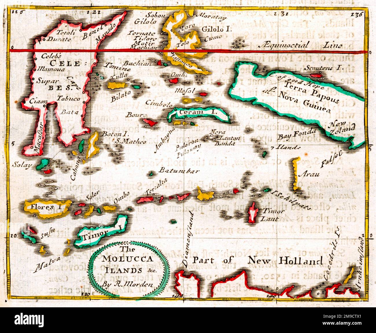 17th century Map of the Moluccas, Indonesia Stock Photo