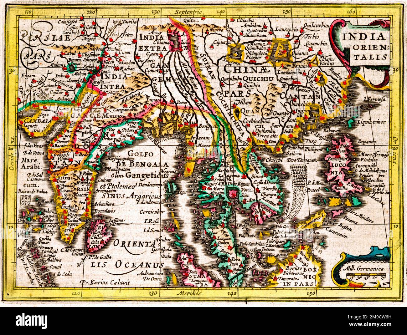 17th century Map of Asia, East Indies - India Orientales Stock Photo