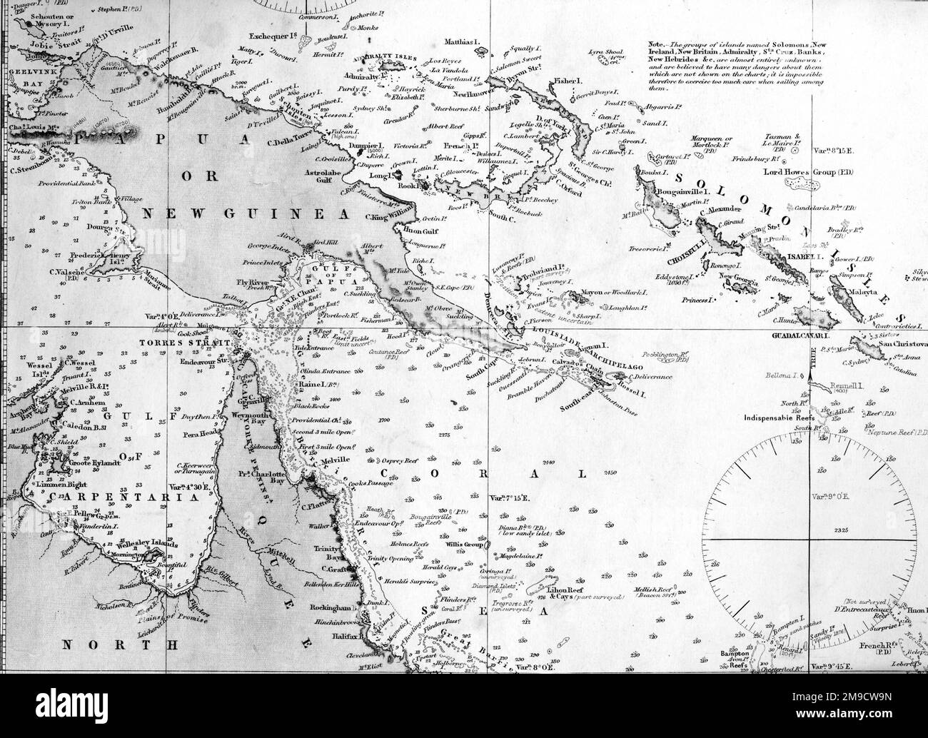 Admiralty Chart - South Pacific, Papua New Guinea and Solomon Islands Stock Photo