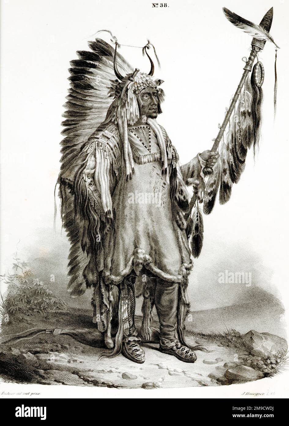 Mandan American Indian Chief Stock Photo