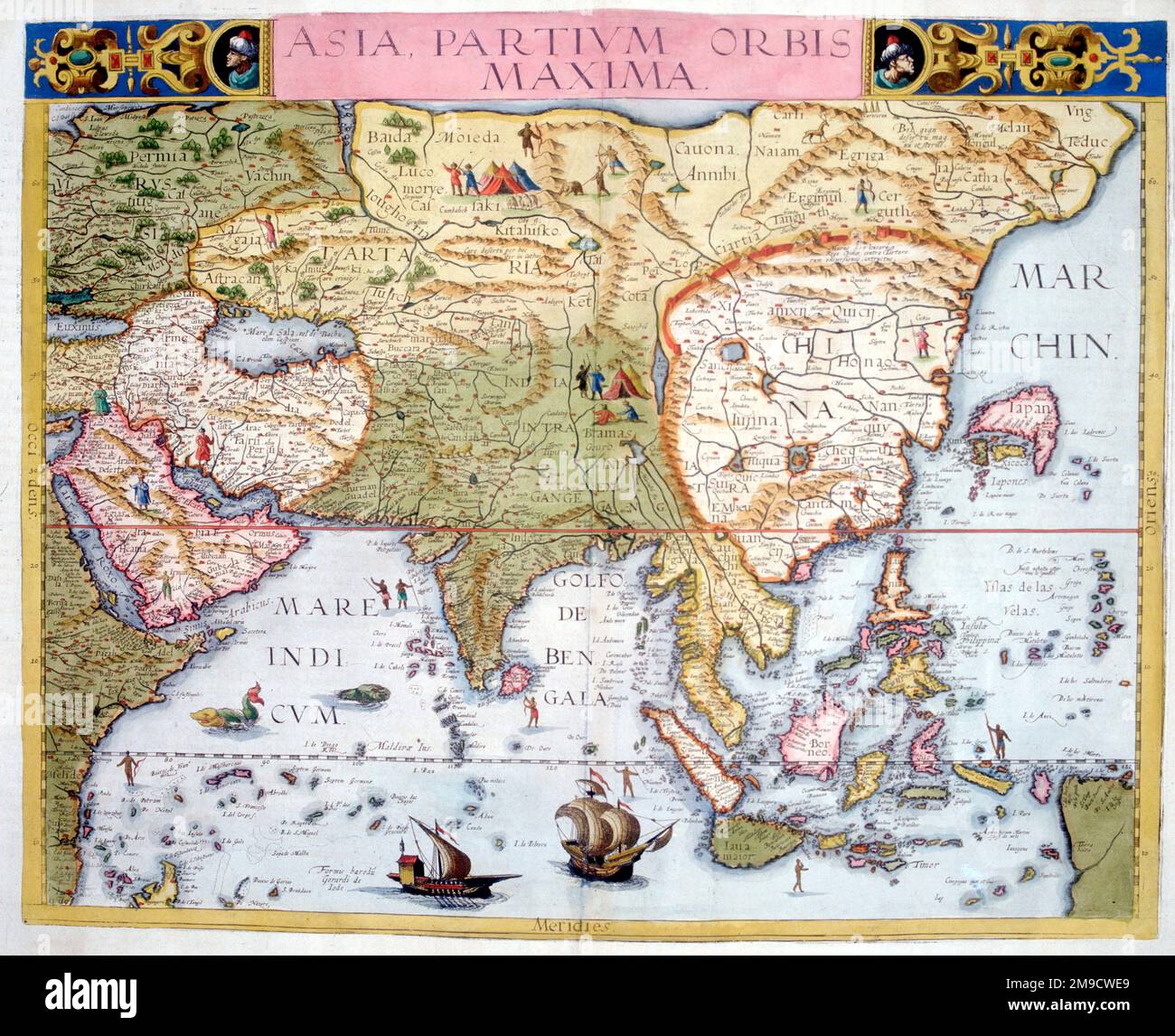 !6th century Map - Asia Partium Orbis Maxima Stock Photo