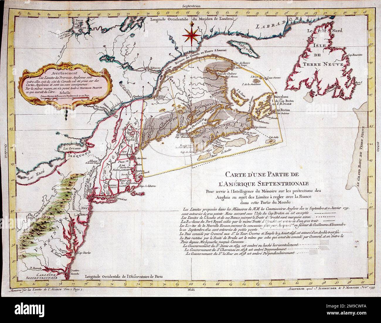 18th century Map of North America - America Septentrionale Stock Photo