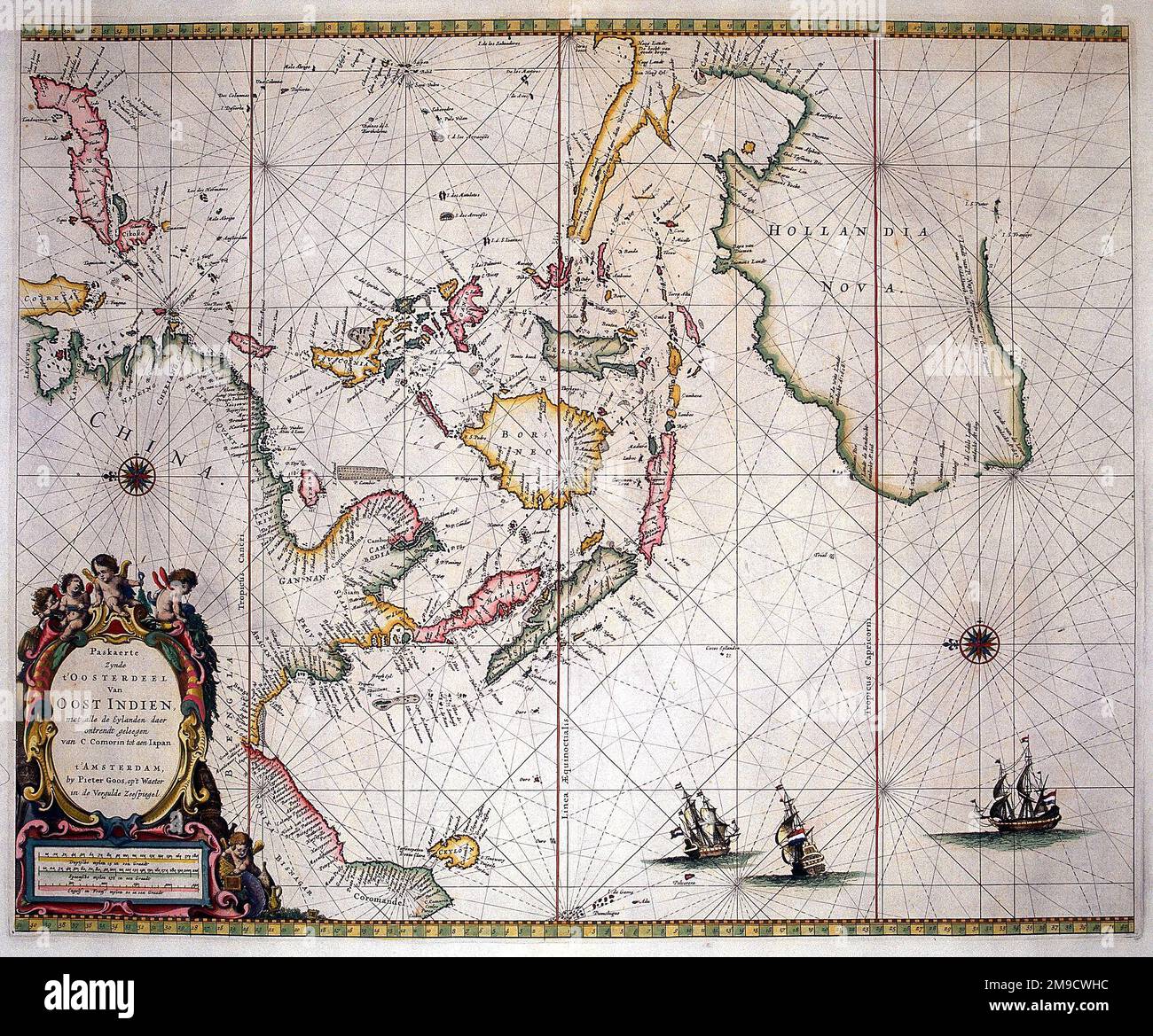 17th century Map of East Indies, Asia Stock Photo