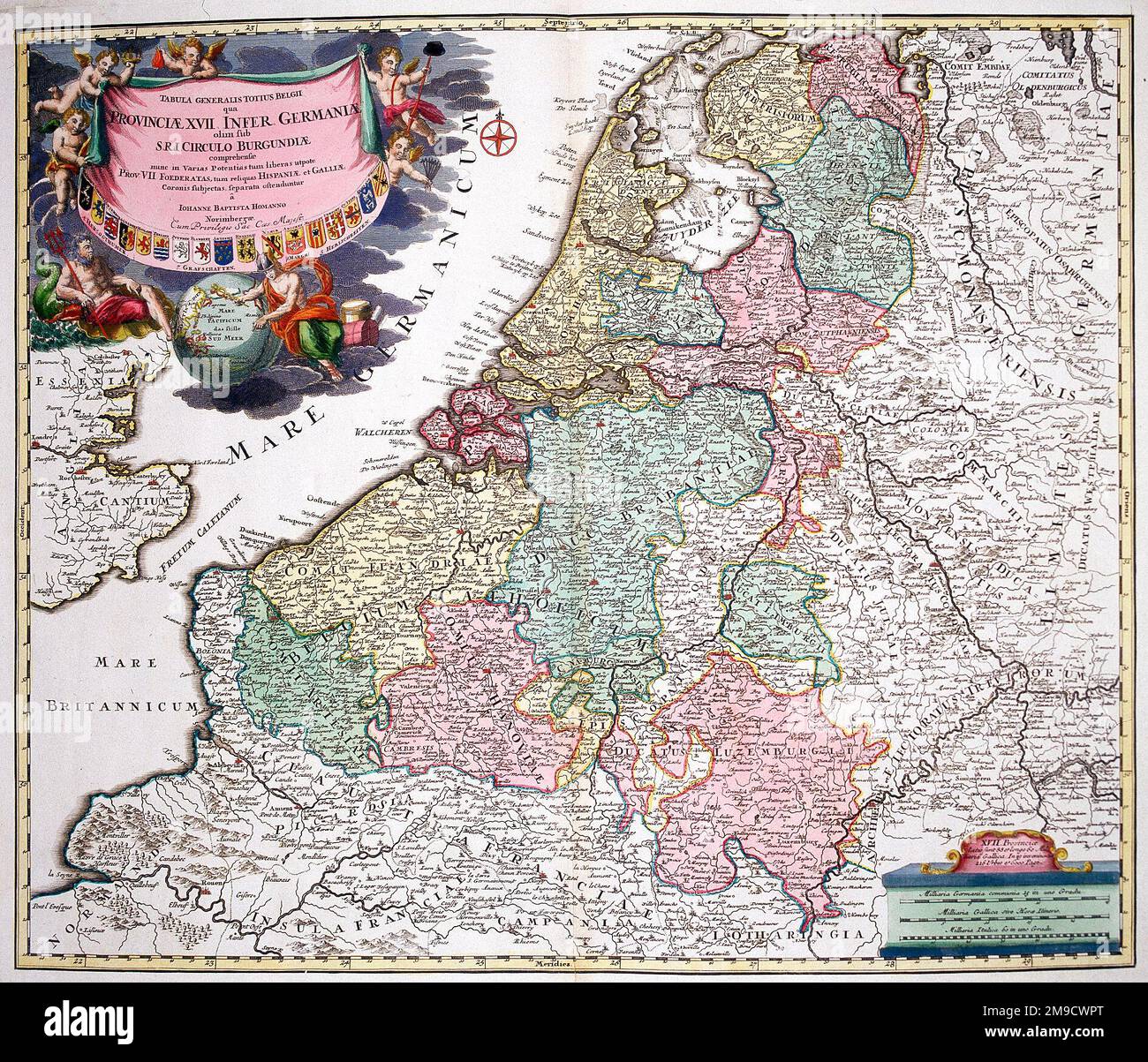 18th century Map of Benelux, Belgium, Holland, Luxembourg Stock Photo