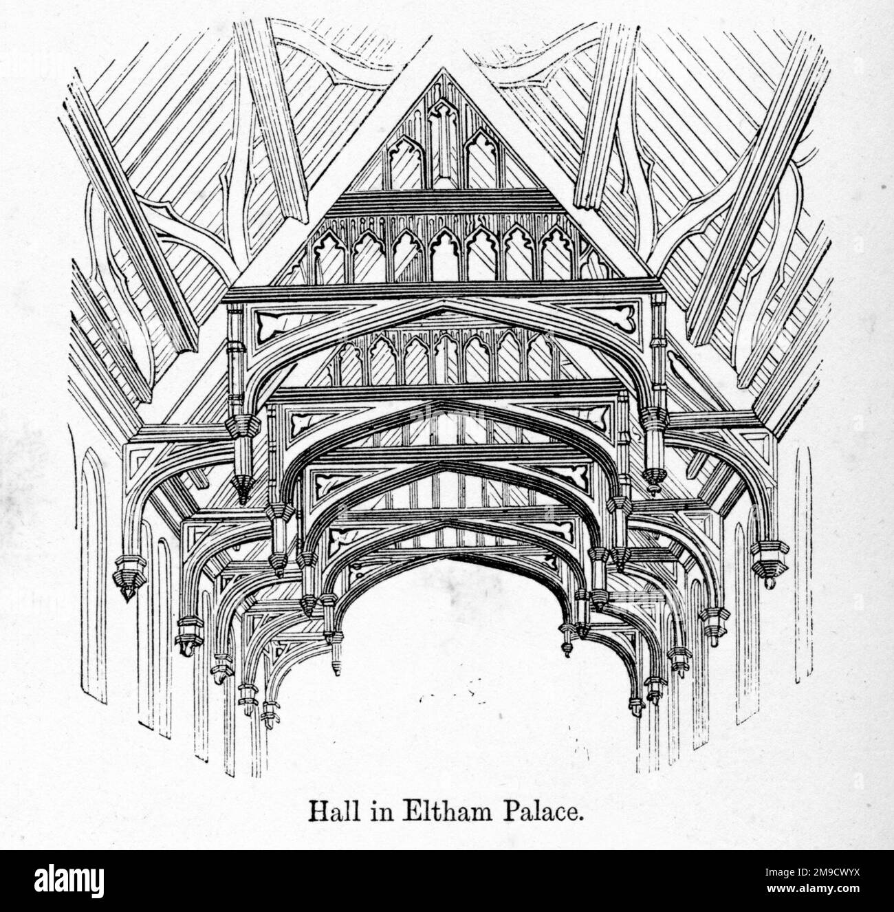 Hall In Eltham Palace (Ceiling King Posts), London Stock Photo