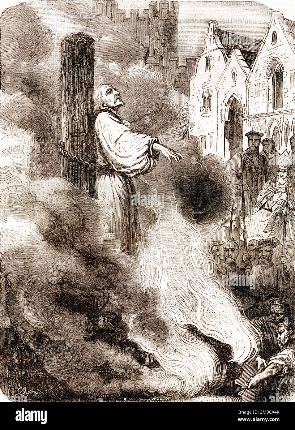 The Burning of Archbishop Thomas Cranmer at the stake Stock Photo