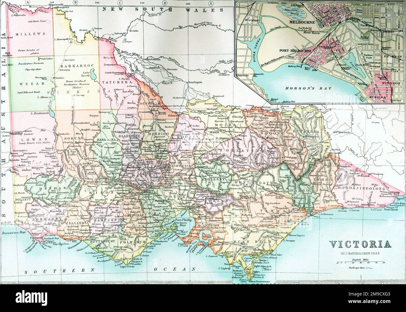 19th century Map of Victoria Australia (Hobsons Bay) Stock Photo