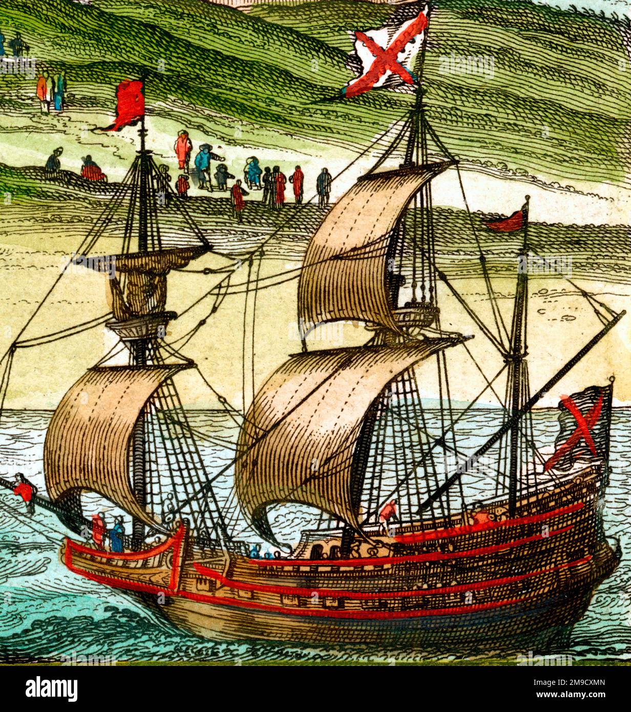 17th century Sailing Ship Leaving Port Stock Photo Alamy