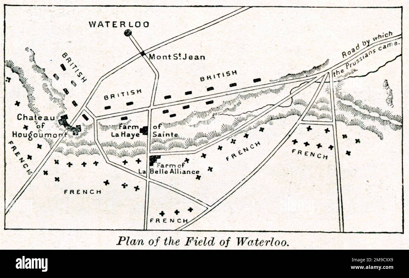 Plan Of Battle Of Waterloo Stock Photo