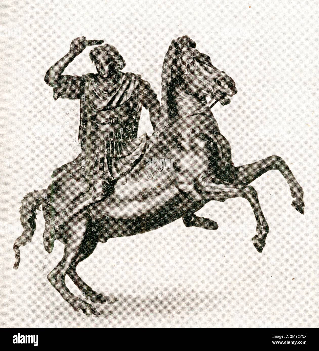 Greek Bronze Horseman Stock Photo