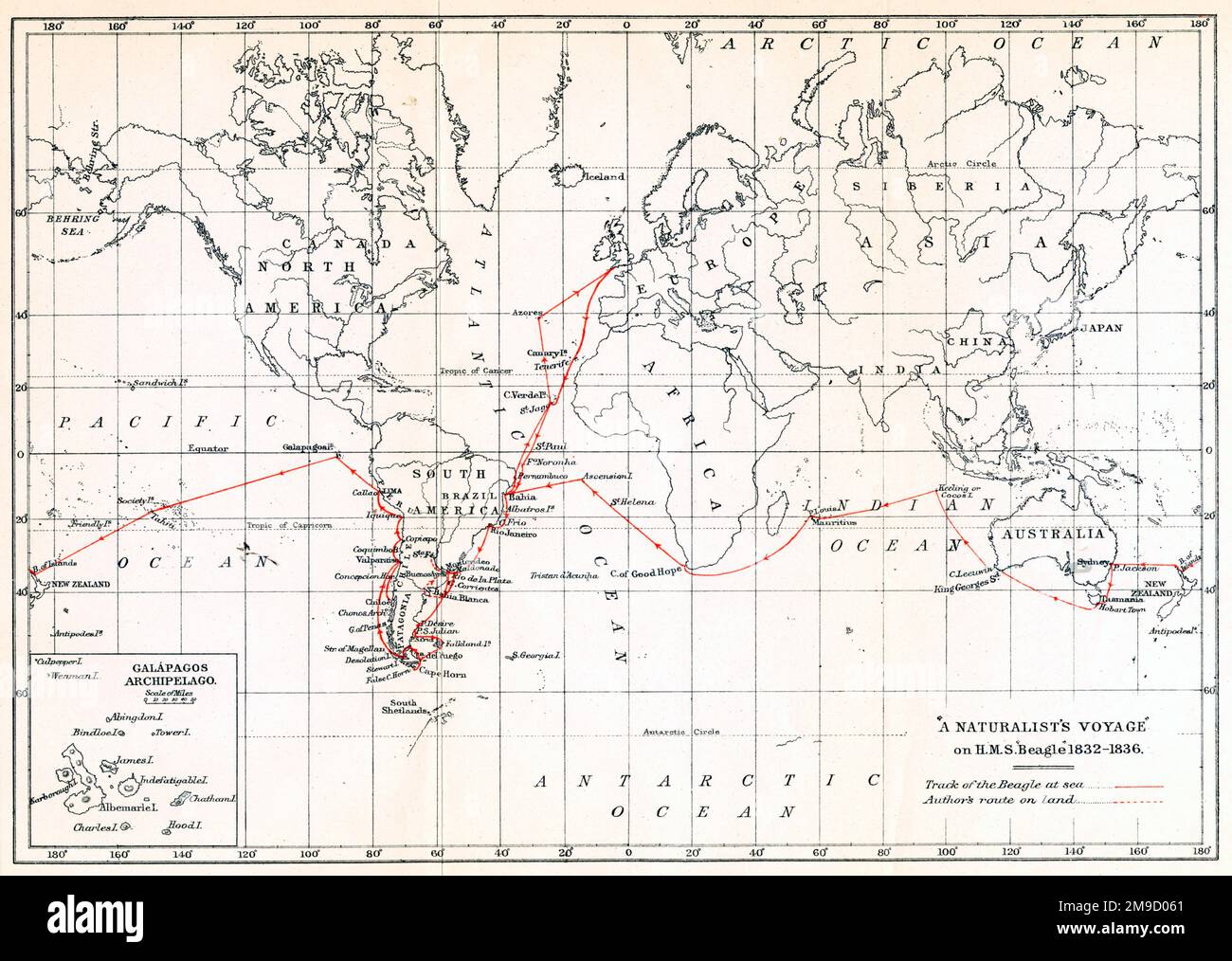 Darwins Voyage Around The World Stock Photo