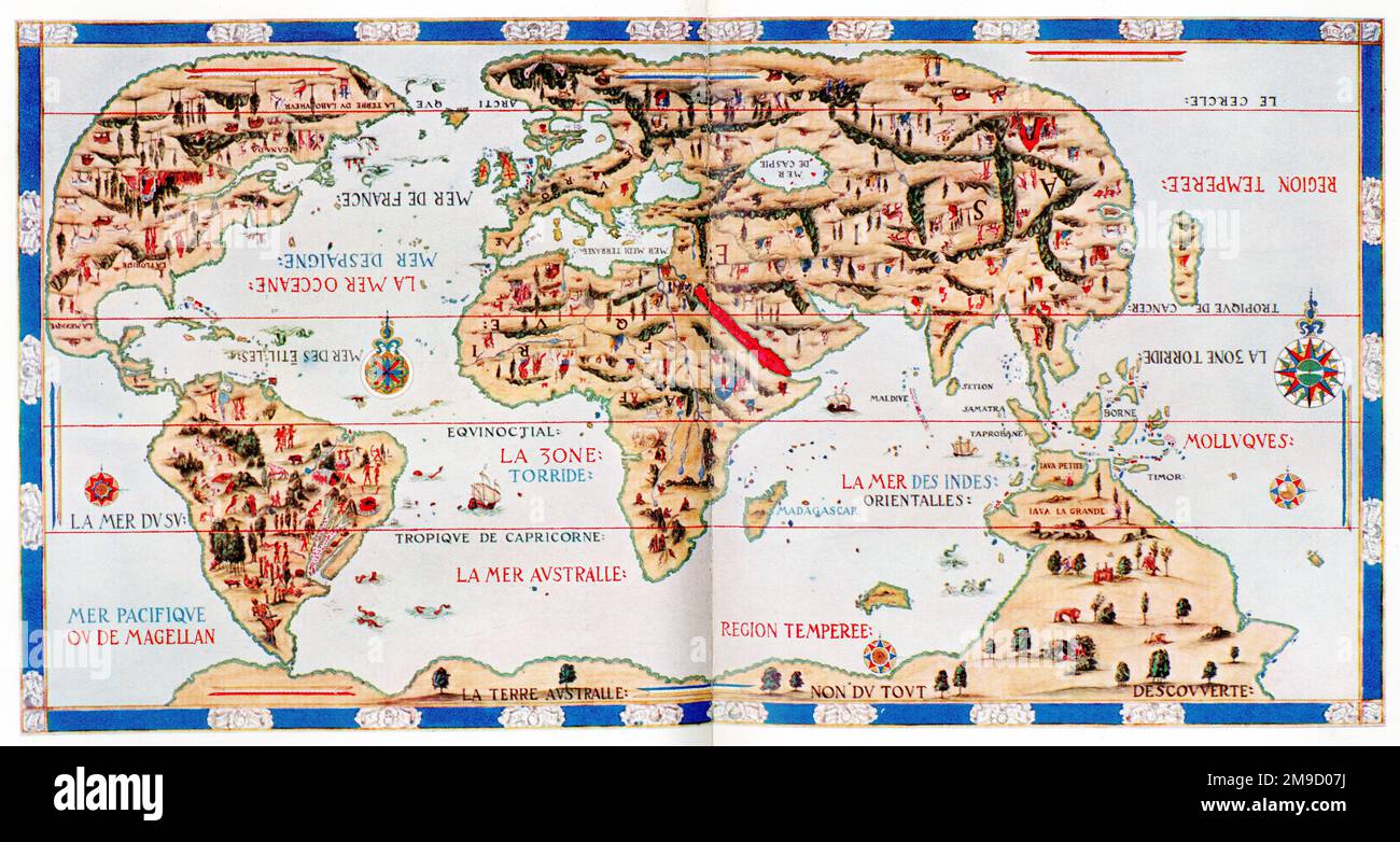 Pierre Descelliers (Repro Of 1500 World Map) Stock Photo