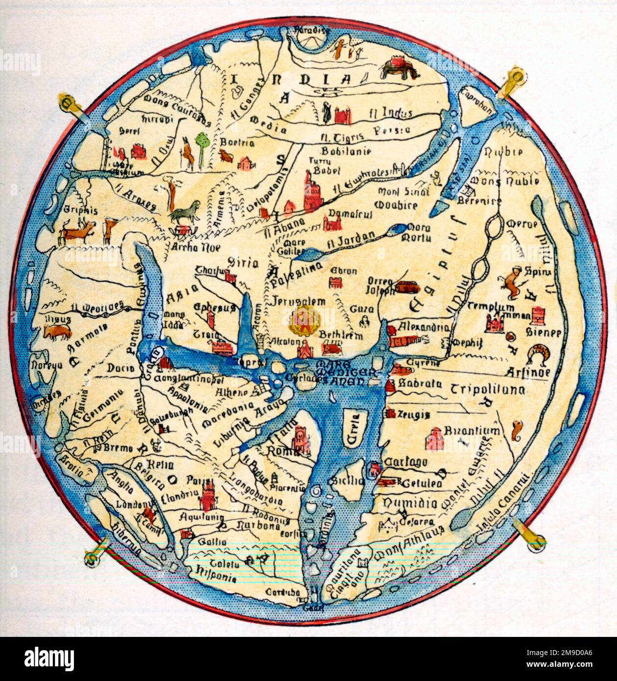 Hereford Map (1307 Repro) Stock Photo