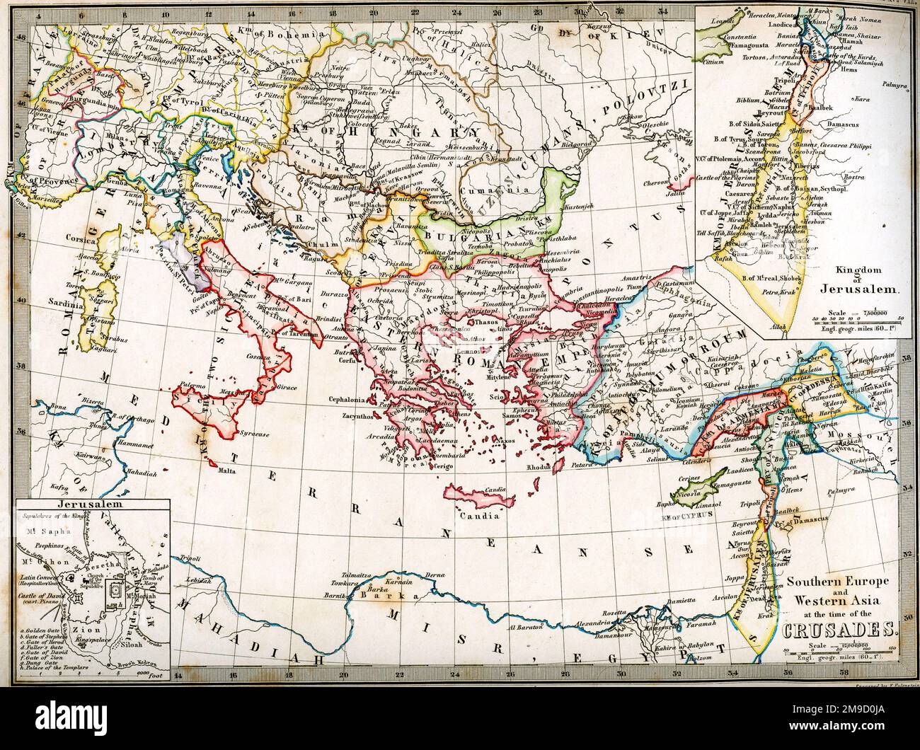 Map Of The Crusades Stock Photo Alamy Map Of The Crusades 2M9D0JA