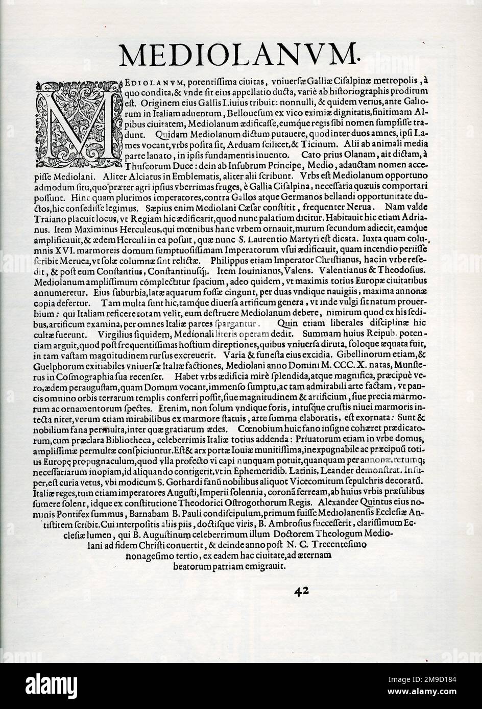 Text On Reverse Of Map Of Milan Stock Photo