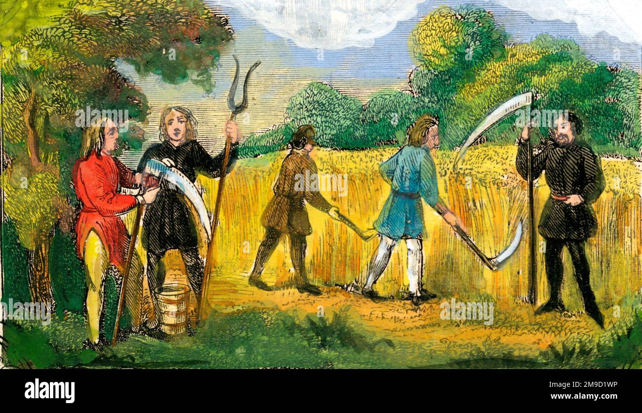 Feudalism - Peasants Working The Land Stock Photo