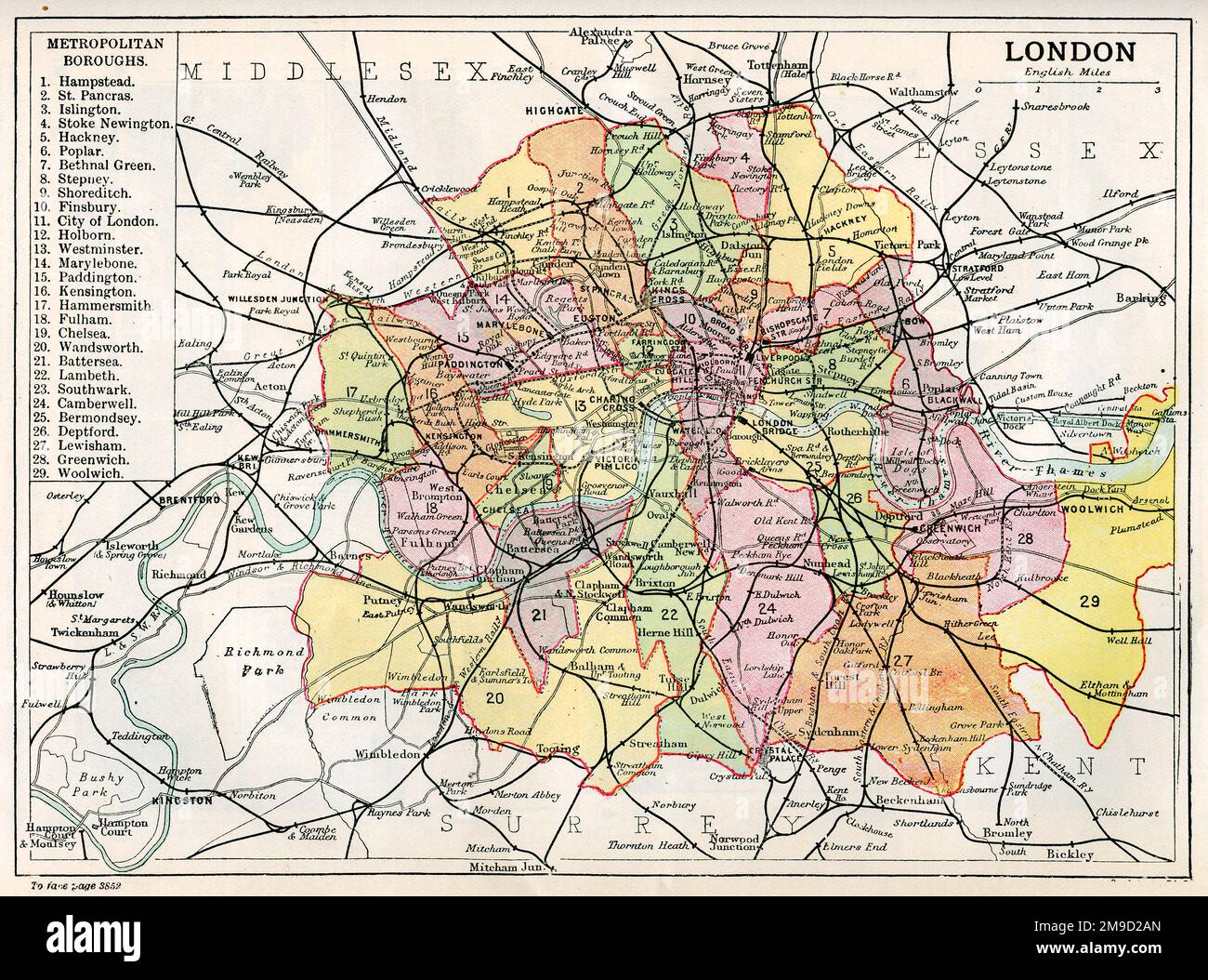 Map Of London - Boroughs Stock Photo