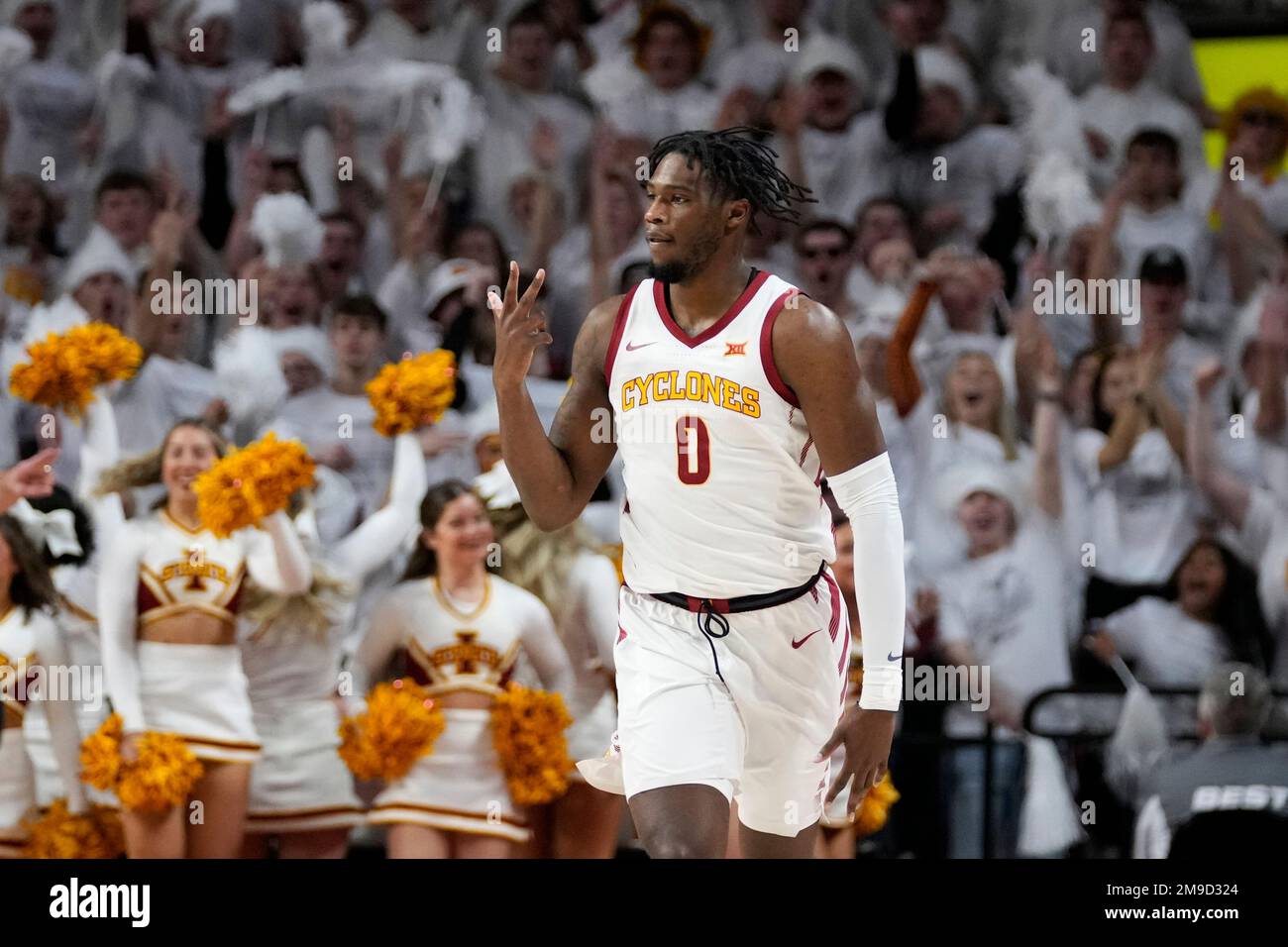 Iowa State forward Tre King celebrates after making a 3point basket