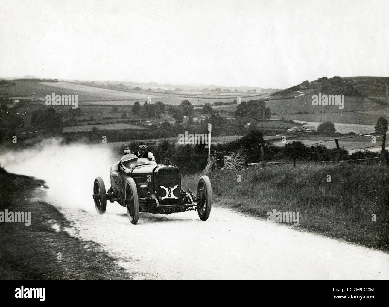 Campbell and Villa in Sunbeam (car 2) in early stage of climb - Shelshey Walsh 1923. Stock Photo