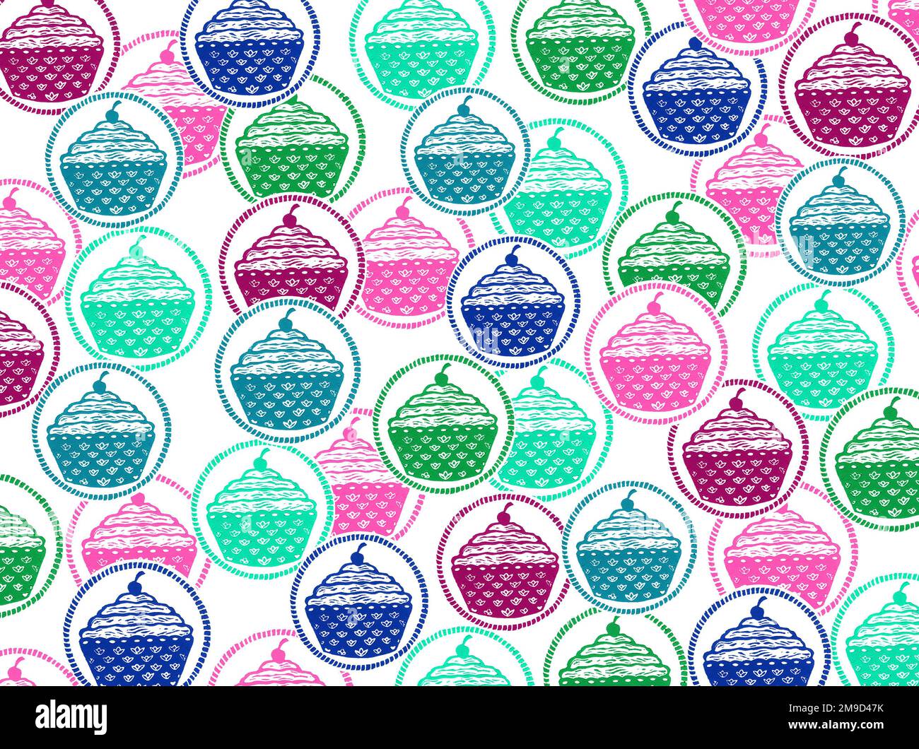 Colourful cupcakes pattern Stock Photo