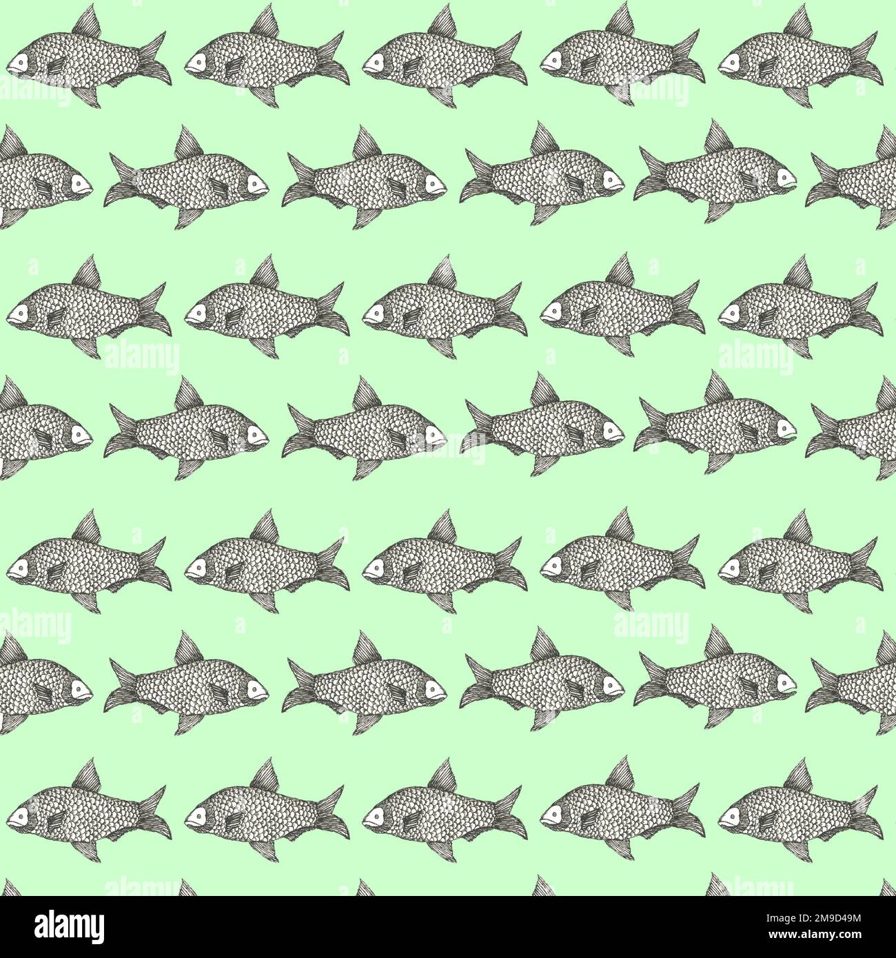 Grumpy fish pattern. Stock Photo