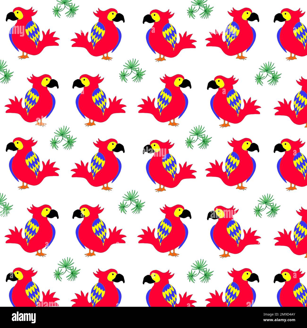 Brightly-coloured parrots repeating pattern. Stock Photo