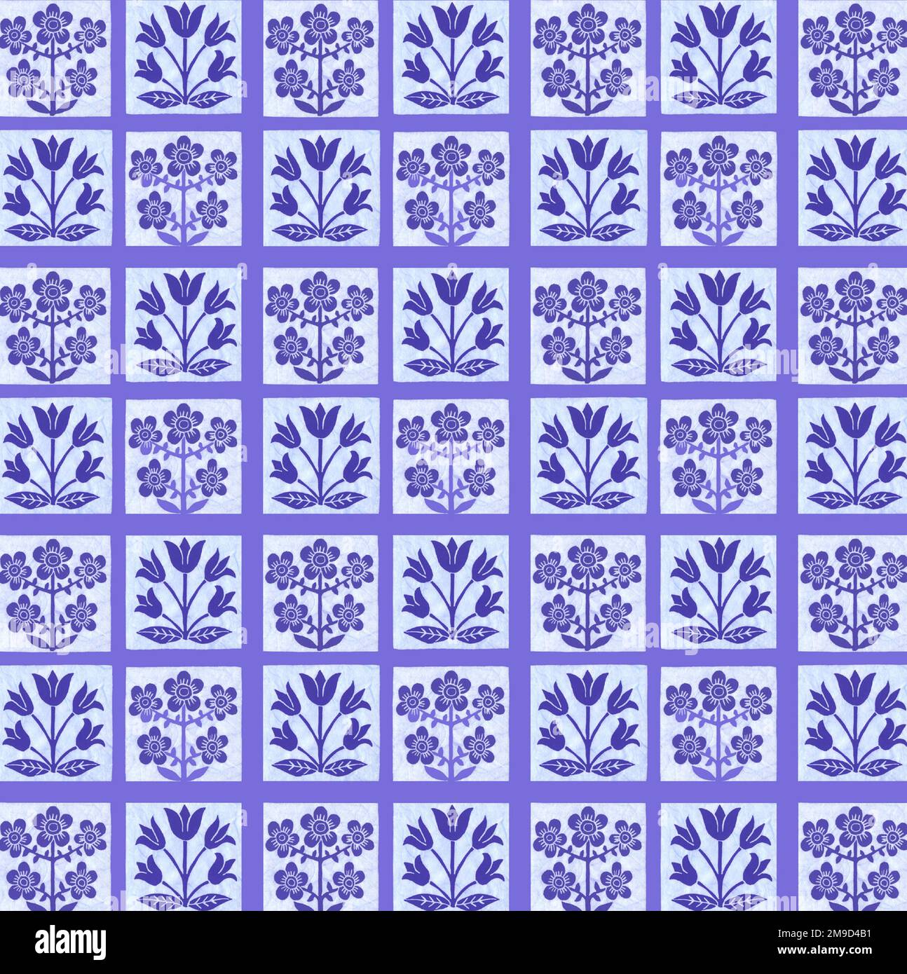 A pattern of Dutch-inspired florals. Stock Photo