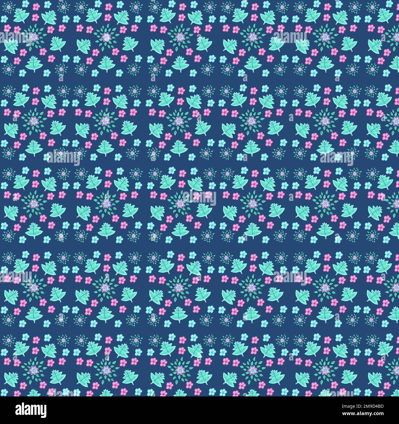 Floral design in blues, greens and pinks. Stock Photo