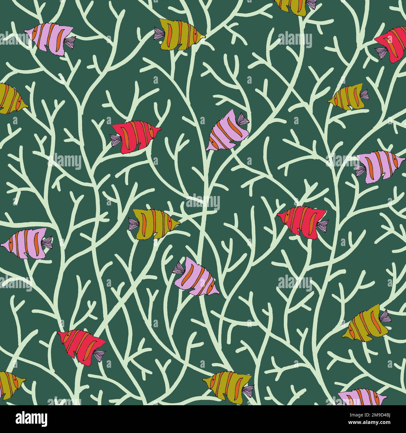 Tropical fish repeating pattern. Stock Photo