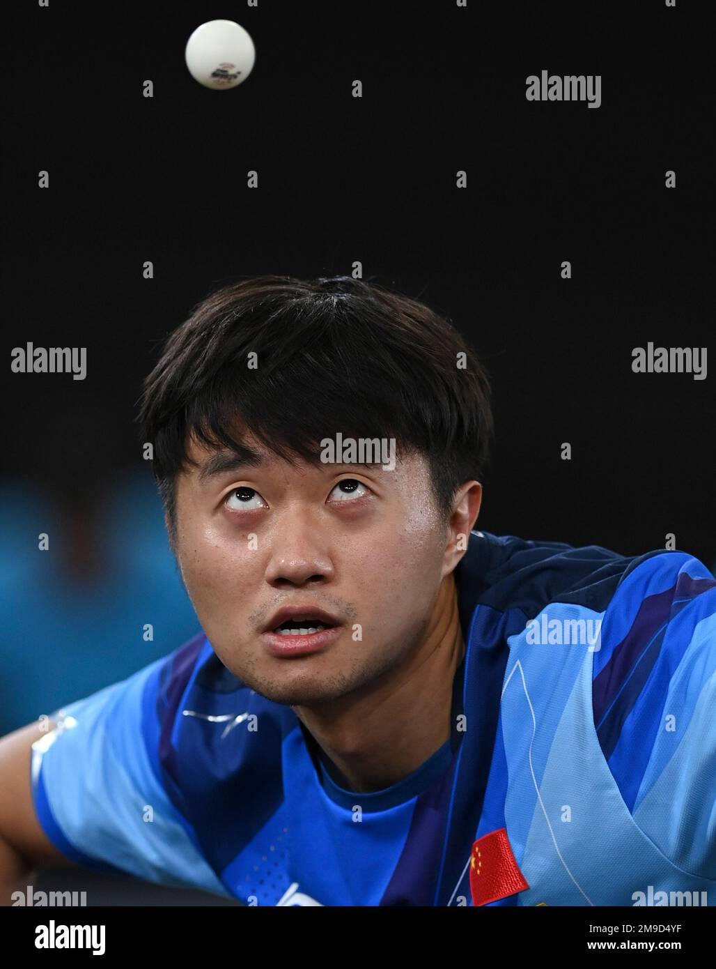 Doha, Qatar. 17th Jan, 2023. Zhao Zihao of China serves during the men ...