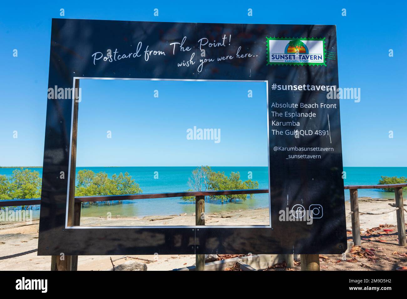 Picture frame for tourists at Karumba Point, Gulf of Carpentaria, Queensland, QLD, Australia Stock Photo
