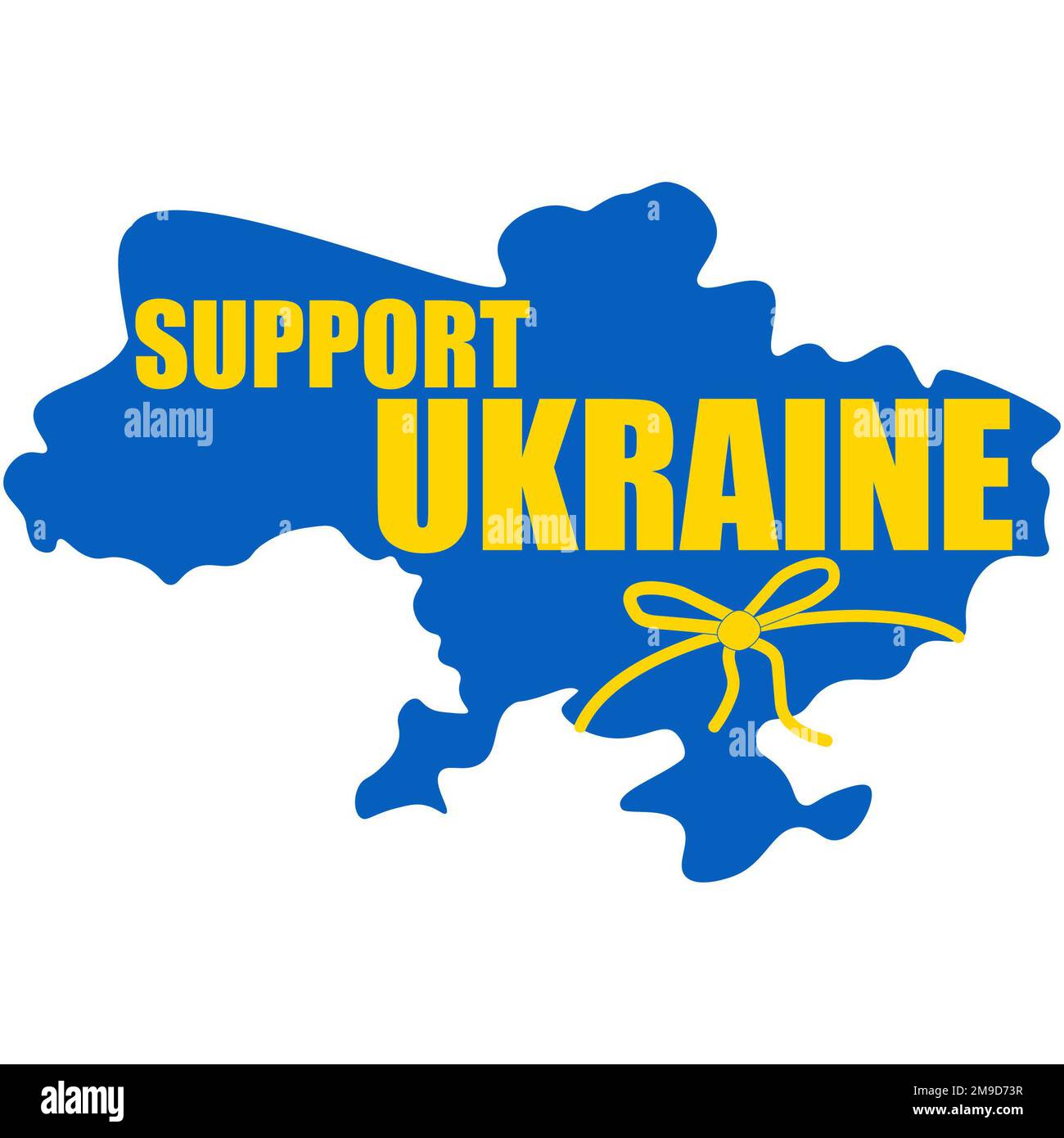 Ukraine map with the text SUPPORT UKRAINE, Ukraine map illustration, perfect sign and tag for support Ukraine campaign Stock Photo