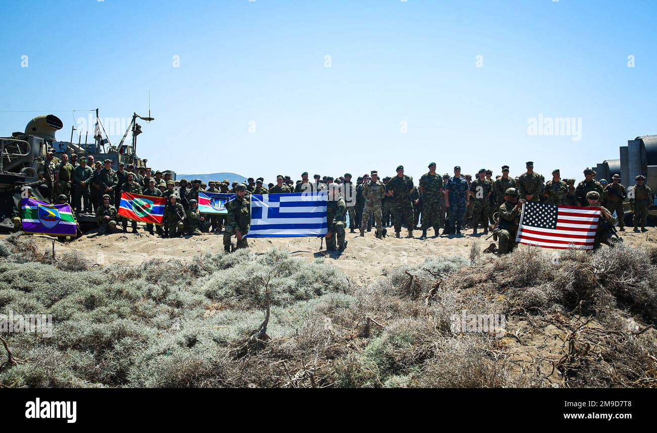 U.S. Marines assigned to Task Force 61/2, and Hellenic Marines with the