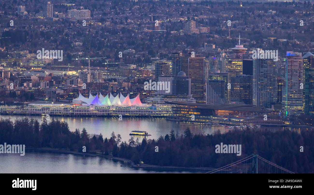 Urban Downtown City and Stanley Park in Vancouver Stock Photo