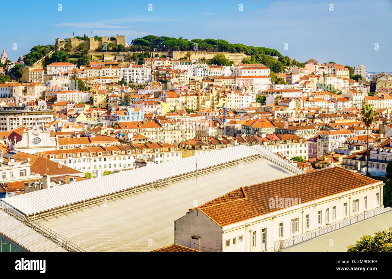 Scenic viewof Lisbon, Portugal and St. George Castle Stock Photo
